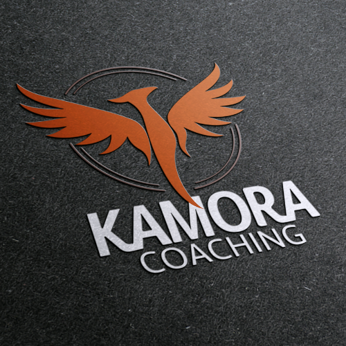 Kamora Coaching logo embossed on black paper