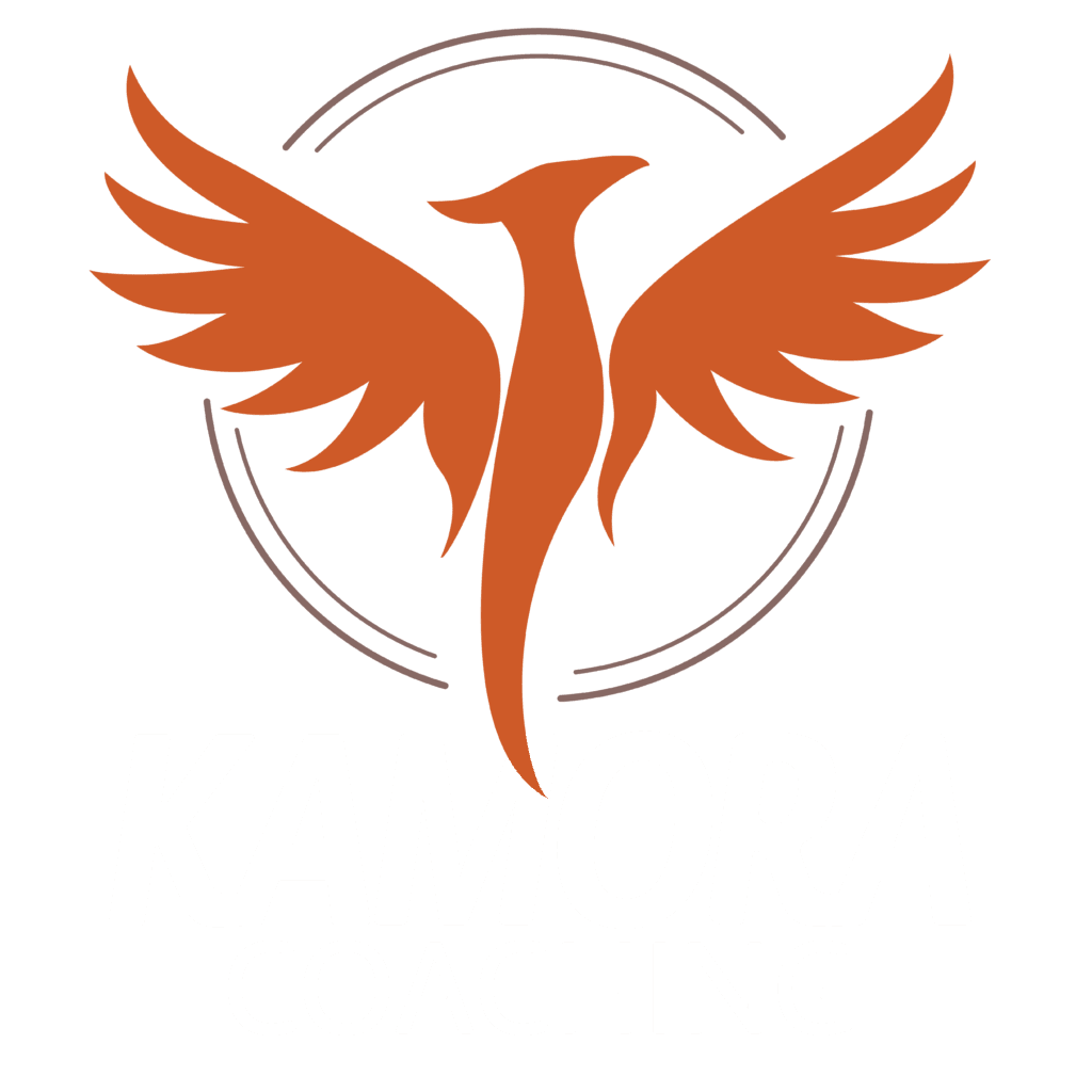 Logo design for Kamora Coaching in vertical format (white)