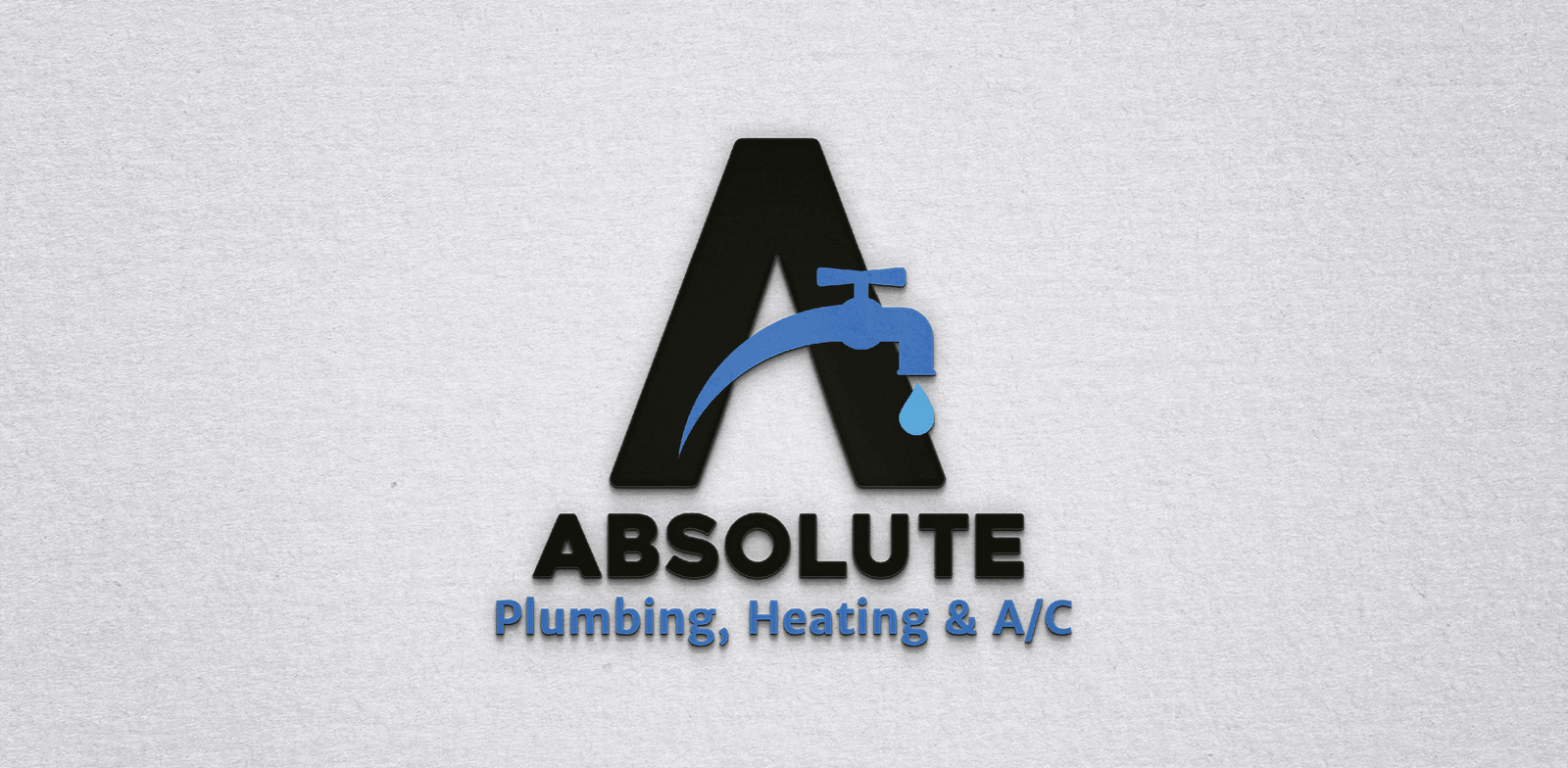 Mockup of Absolute Plumbing logo 3D on textured paper.