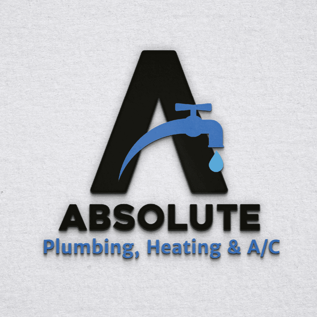 Mockup of Absolute Plumbing logo 3D on textured paper.