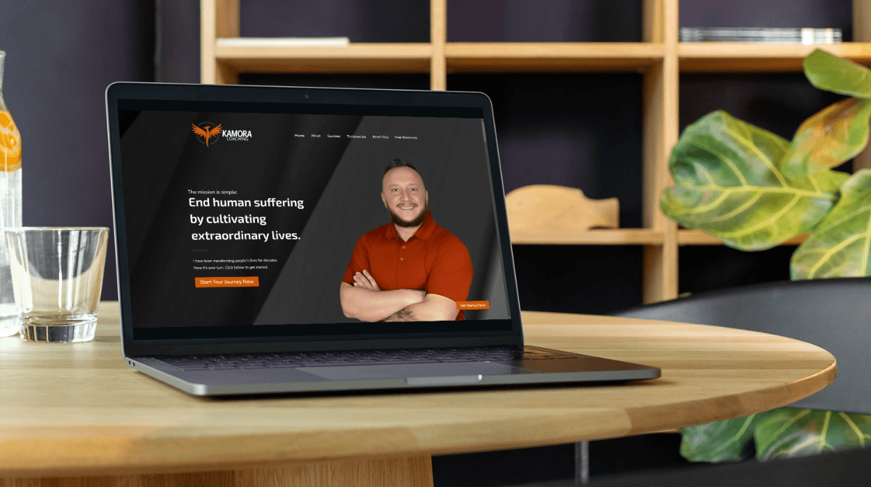 Laptop Website Mockup: Kamora Coaching